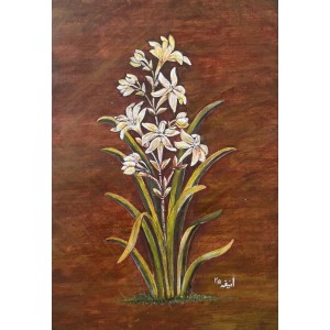 Aniqa Fatima, Tuberose, 14 x 10 Inch, Egg tempera on gesso board, AC-ANF-031 Aniqa Fatima, Tuberose, 14 x 10 Inch, Egg tempera on gesso board, AC-ANF-031